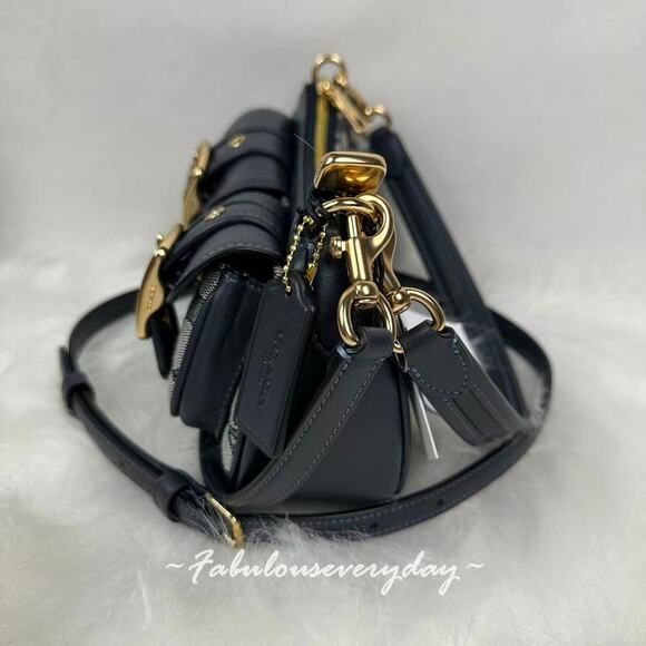 COACH Ashton Shoulder/Crossbody Bag Signature Jacquard CBJ00 Midnight Navy NWT - Picture 2 of 10